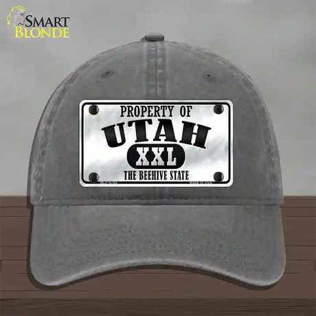 Property Of Utah Novelty License Plate Hat Unconstructed Cotton / Charcoal