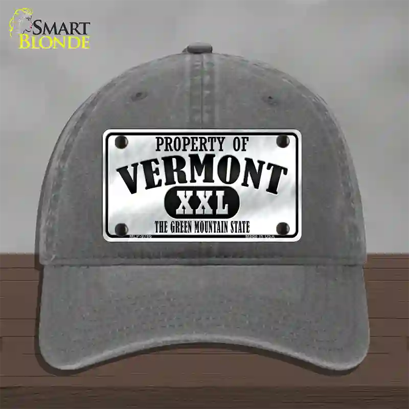 Property Of Vermont Novelty License Plate Hat Unconstructed Cotton / Charcoal