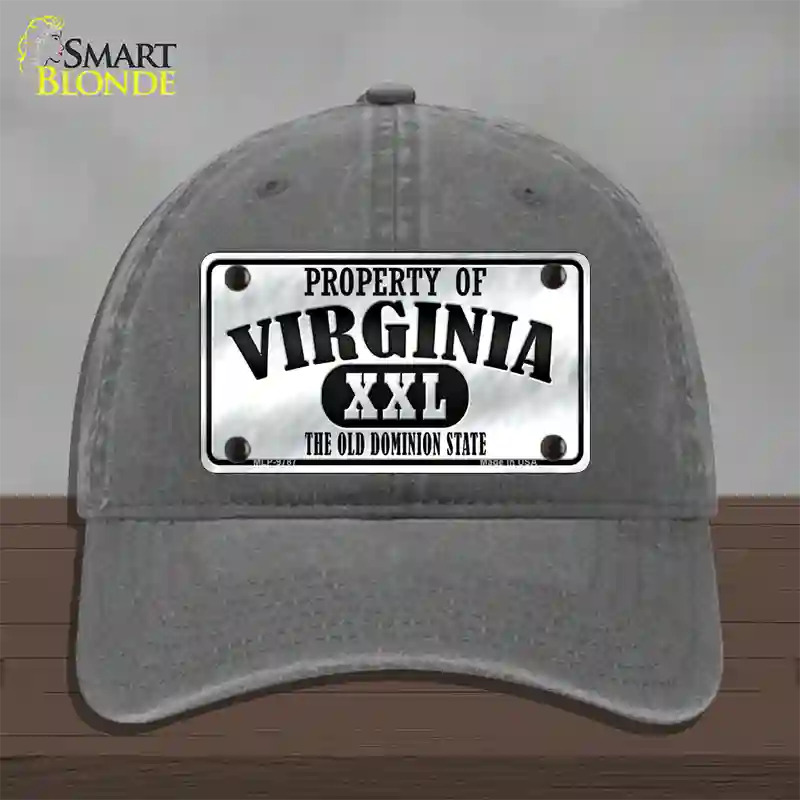 Property Of Virginia Novelty License Plate Hat Unconstructed Cotton / Charcoal