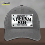 Property Of Virginia Novelty License Plate Hat Unconstructed Cotton / Charcoal