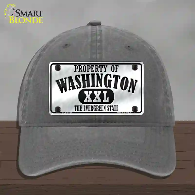 Property Of Washington Novelty License Plate Hat Unconstructed Cotton / Charcoal