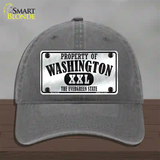 Property Of Washington Novelty License Plate Hat Unconstructed Cotton / Charcoal