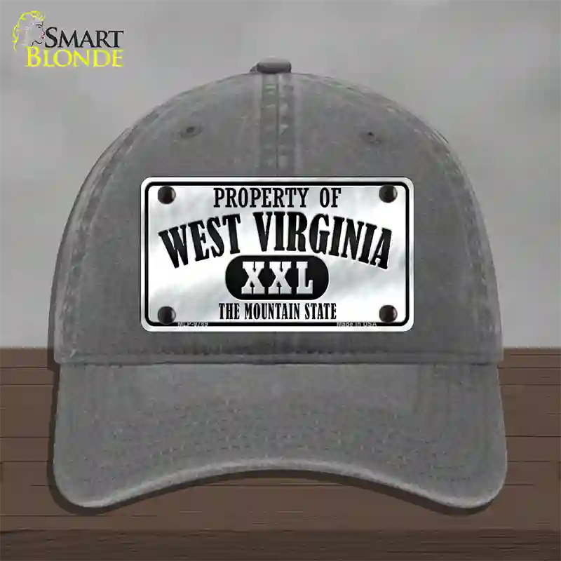 Property Of West Virginia Novelty License Plate Hat Unconstructed Cotton / Charcoal