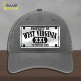 Property Of West Virginia Novelty License Plate Hat Unconstructed Cotton / Charcoal