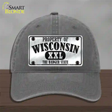 Property Of Wisconsin Novelty License Plate Hat Unconstructed Cotton / Charcoal