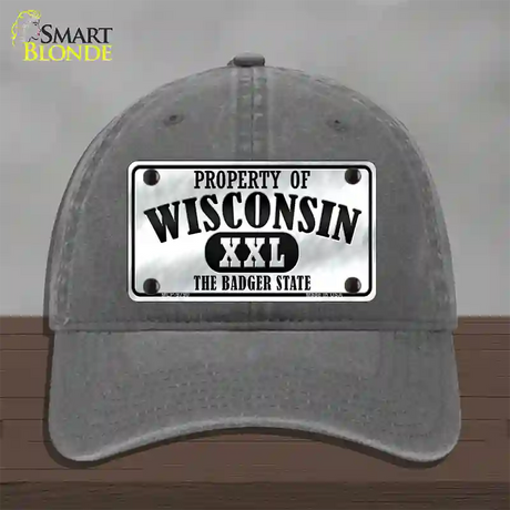 Property Of Wisconsin Novelty License Plate Hat Unconstructed Cotton / Charcoal