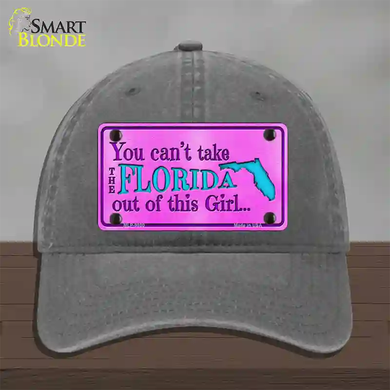 Florida Girl Novelty License Plate Hat Unconstructed Cotton / Charcoal