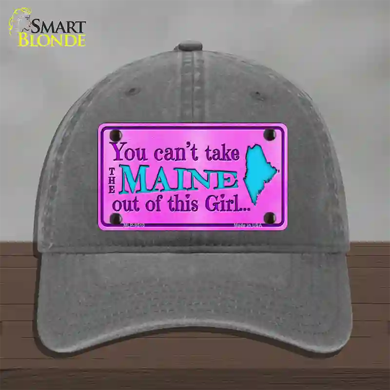 Maine Girl Pink Novelty License Plate Hat Unconstructed Cotton / Charcoal