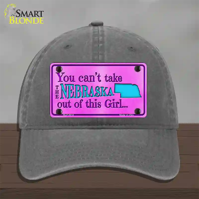 Nebraska Girl Pink Novelty License Plate Hat Unconstructed Cotton / Charcoal