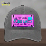 North Dakota Girl Novelty License Plate Hat Unconstructed Cotton / Charcoal