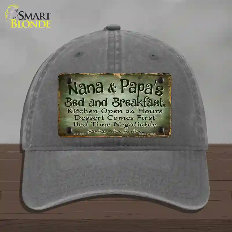 Nana And Papas Bed And Breakfast Novelty License Plate Hat Unconstructed Cotton / Charcoal