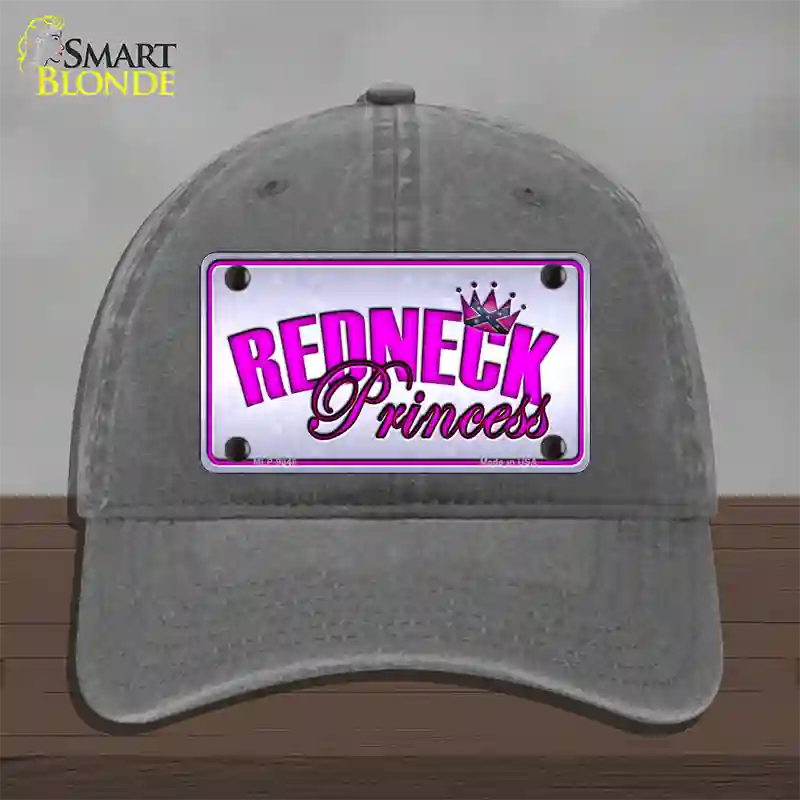 Princess Redneck Novelty License Plate Hat Unconstructed Cotton / Charcoal