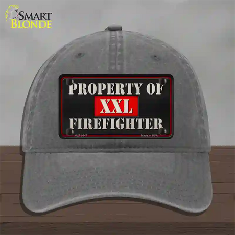 Property Of Firefighter Novelty License Plate Hat Unconstructed Cotton / Charcoal