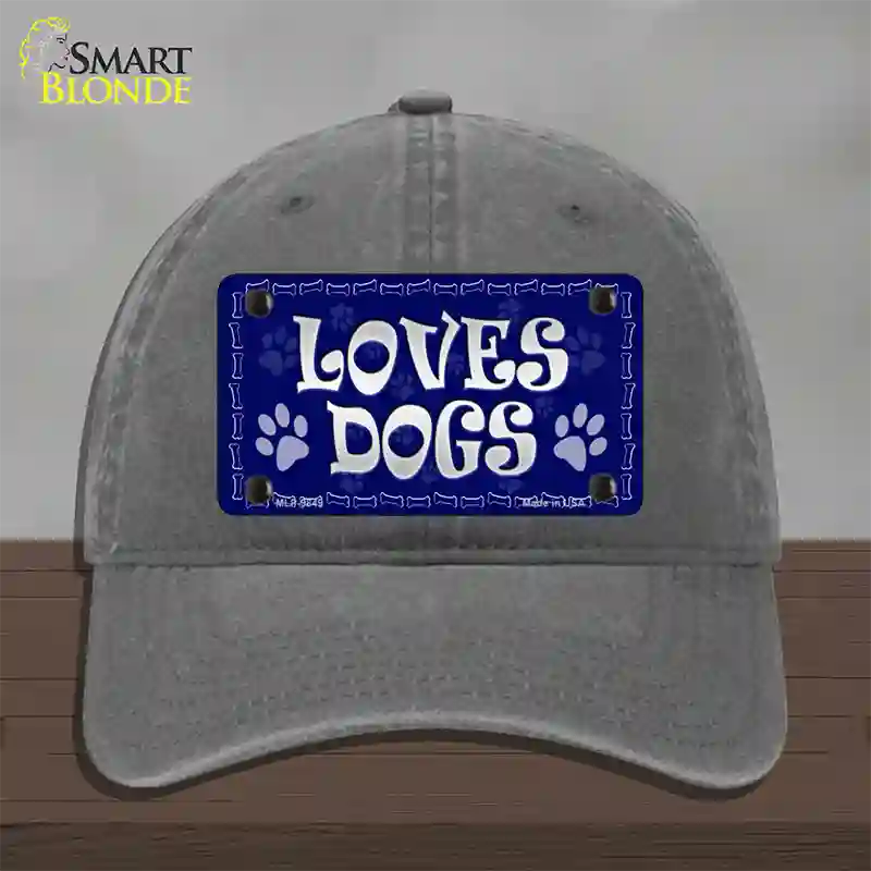 Loves Dogs Novelty License Plate Hat Unconstructed Cotton / Charcoal