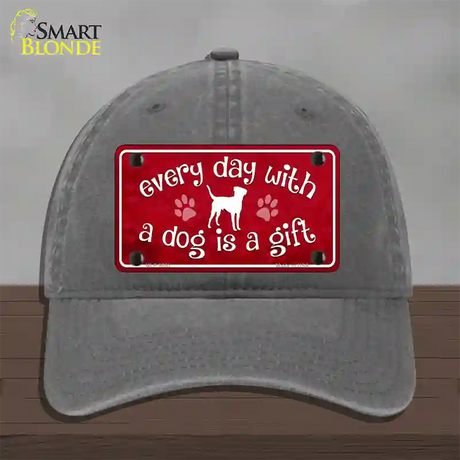 Dog Is A Gift Novelty License Plate Hat Unconstructed Cotton / Charcoal