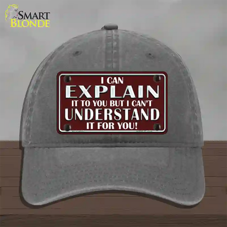 I Can Explain Novelty License Plate Hat Unconstructed Cotton / Charcoal