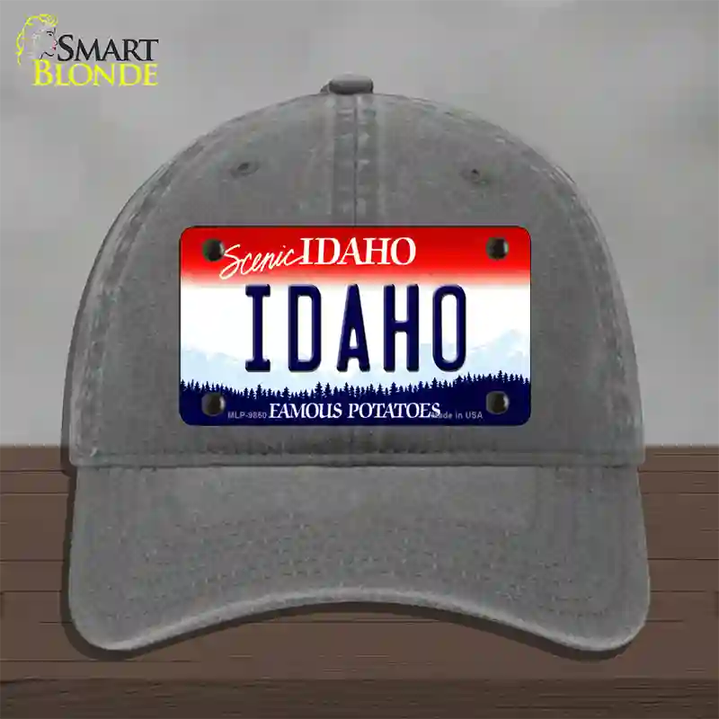 Scenic Idaho Novelty License Plate Hat Unconstructed Cotton / Charcoal