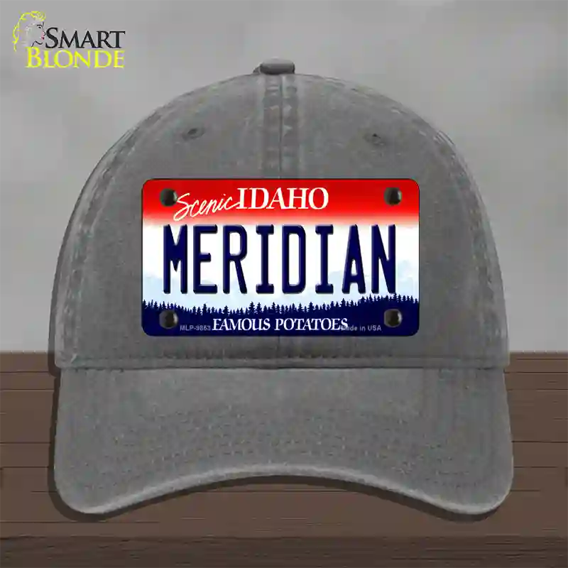 Meridian Idaho Novelty License Plate Hat Unconstructed Cotton / Charcoal