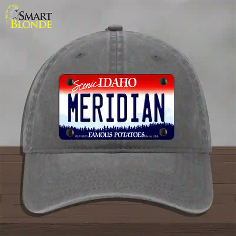 Meridian Idaho Novelty License Plate Hat Unconstructed Cotton / Charcoal