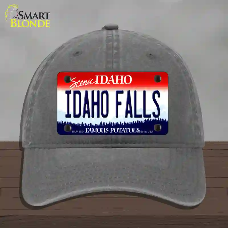 Idaho Falls Idaho Novelty License Plate Hat Unconstructed Cotton / Charcoal