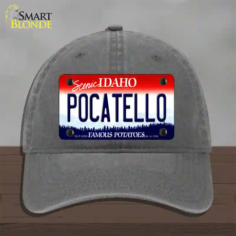 Pocatello Idaho Novelty License Plate Hat Unconstructed Cotton / Charcoal