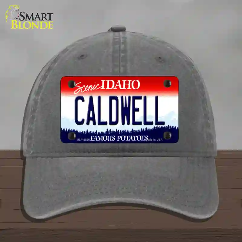 Caldwell Idaho Novelty License Plate Hat Unconstructed Cotton / Charcoal