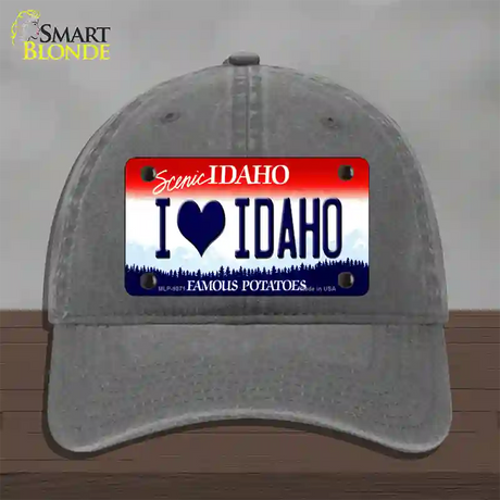 Love Idaho Novelty License Plate Hat Unconstructed Cotton / Charcoal