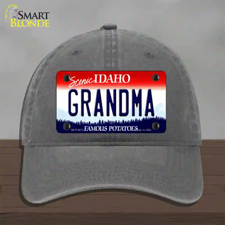 Grandma Idaho Novelty License Plate Hat Unconstructed Cotton / Charcoal