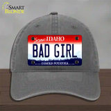 Bad Girl Idaho Novelty License Plate Hat Unconstructed Cotton / Charcoal