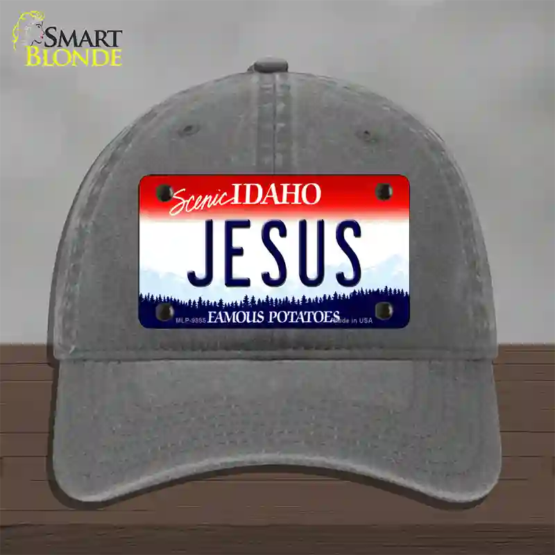 Jesus Idaho Novelty License Plate Hat Unconstructed Cotton / Charcoal