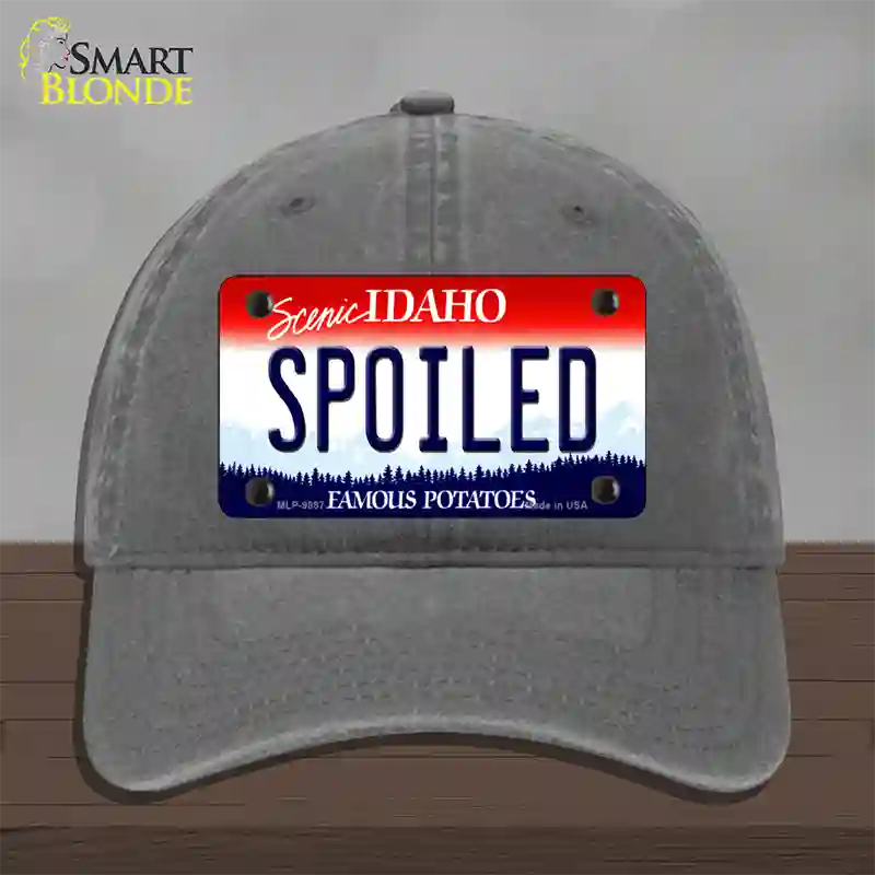 Spoiled Idaho Novelty License Plate Hat Unconstructed Cotton / Charcoal