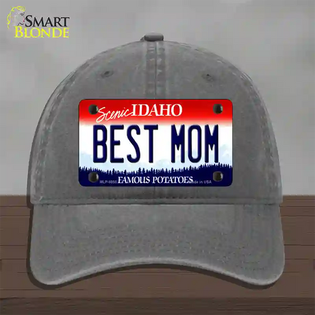 Best Mom Idaho Novelty License Plate Hat Unconstructed Cotton / Charcoal