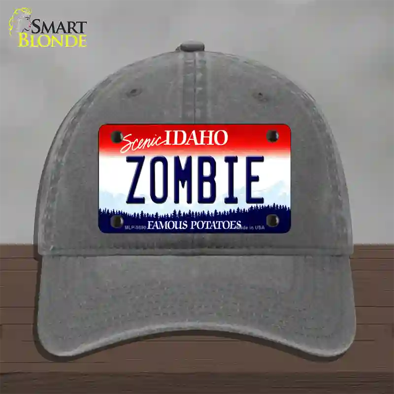 Zombie Idaho Novelty License Plate Hat Unconstructed Cotton / Charcoal