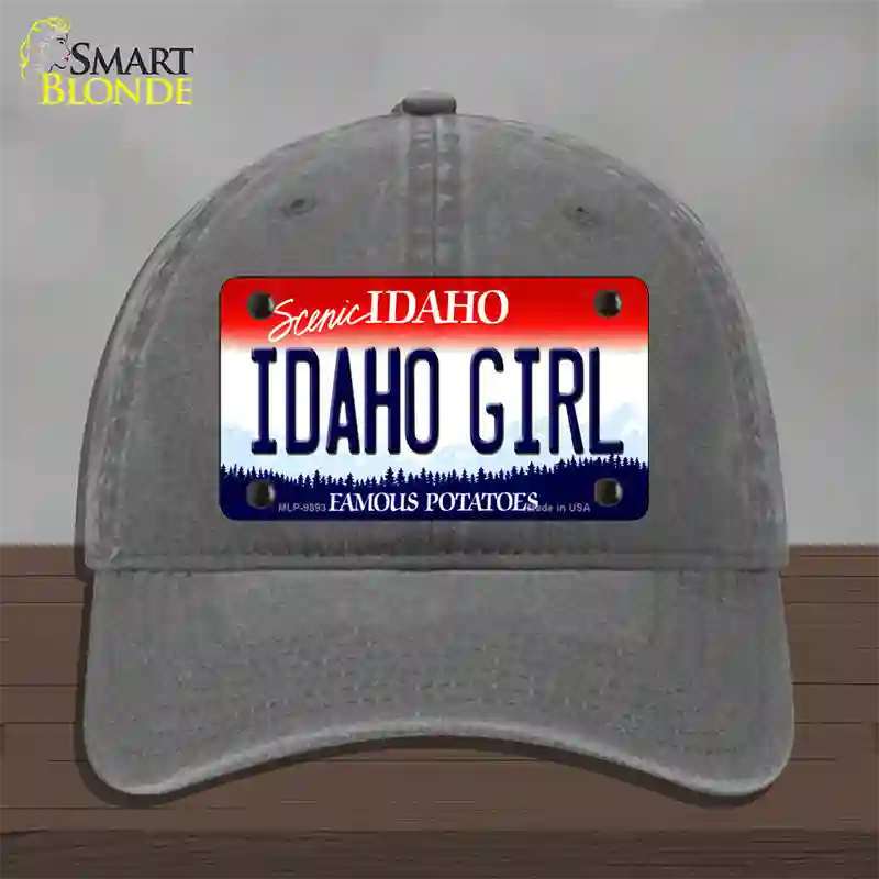 Idaho Girl Idaho Novelty License Plate Hat Unconstructed Cotton / Charcoal