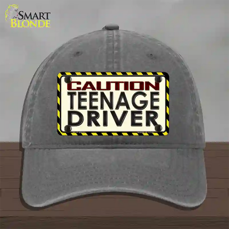 Caution Teenage Driver Novelty License Plate Hat Unconstructed Cotton / Charcoal