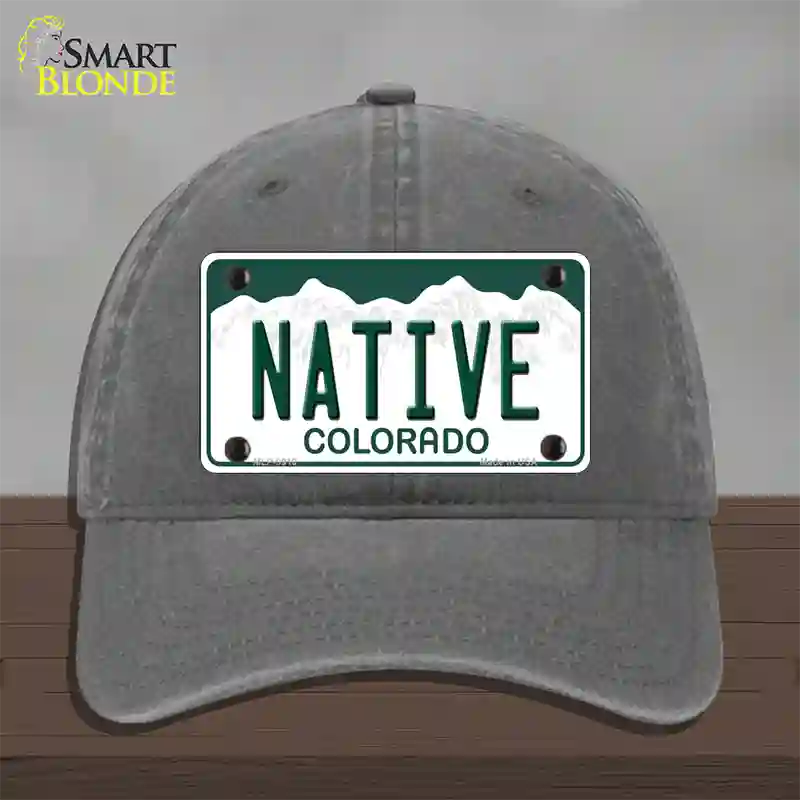 Native Colorado Novelty License Plate Hat Unconstructed Cotton / Charcoal