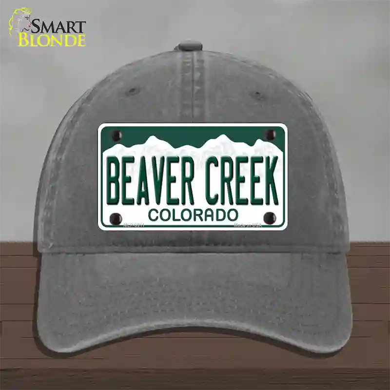 Beaver Creek Colorado Novelty License Plate Hat Unconstructed Cotton / Charcoal