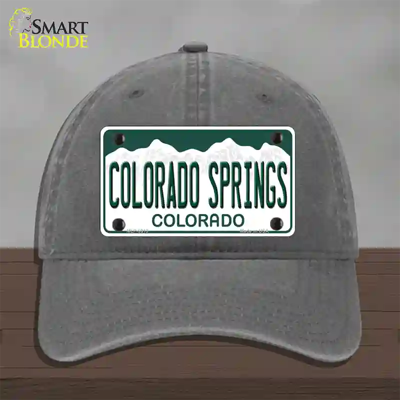Colorado Springs Colorado Novelty License Plate Hat Unconstructed Cotton / Charcoal