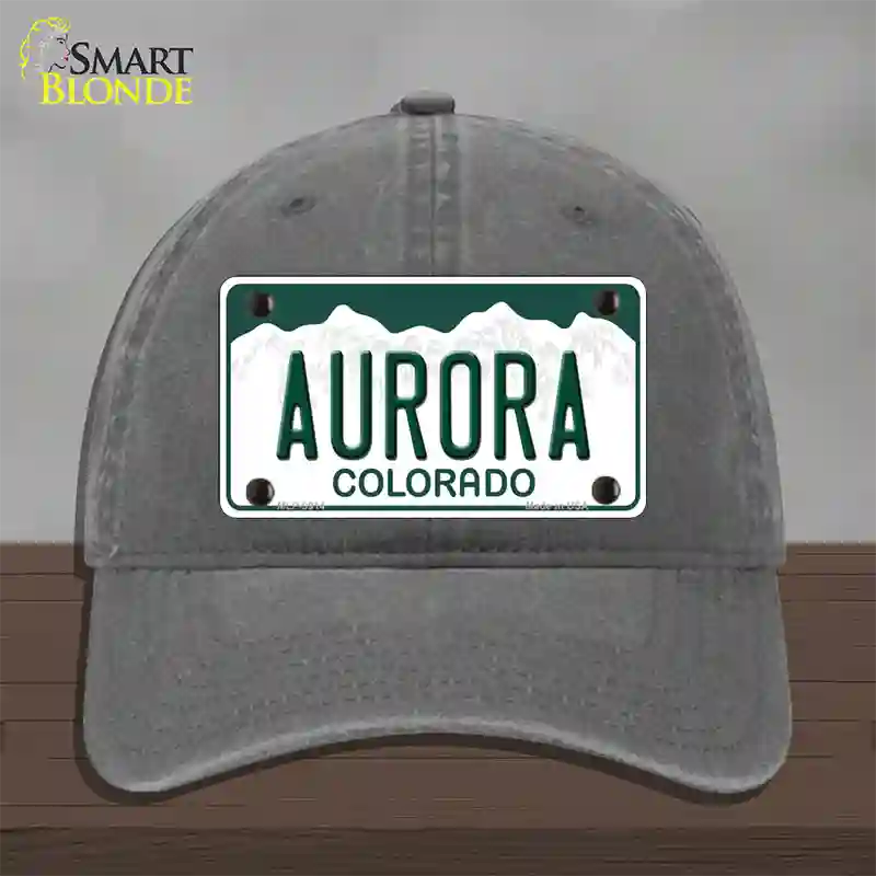 Aurora Colorado Novelty License Plate Hat Unconstructed Cotton / Charcoal