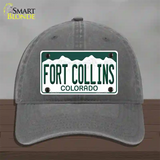 Fort Collins Colorado Novelty License Plate Hat Unconstructed Cotton / Charcoal