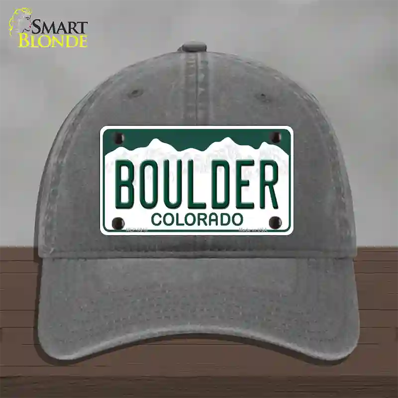 Boulder Colorado Novelty License Plate Hat Unconstructed Cotton / Charcoal