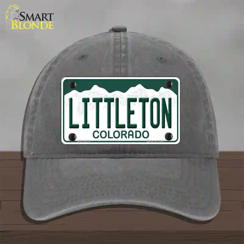 Littleton Colorado Novelty License Plate Hat Unconstructed Cotton / Charcoal