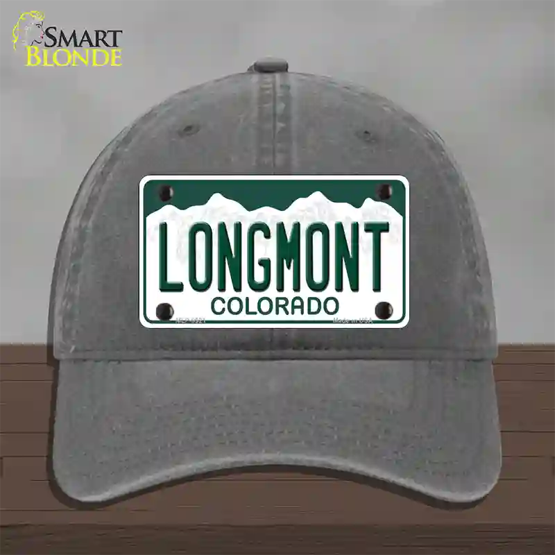 Longmont Colorado Novelty License Plate Hat Unconstructed Cotton / Charcoal