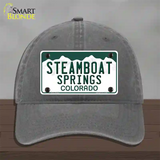 Steamboat Springs Colorado Novelty License Plate Hat Unconstructed Cotton / Charcoal