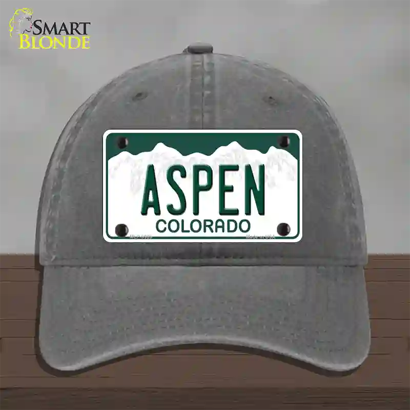 Aspen Colorado Novelty License Plate Hat Unconstructed Cotton / Charcoal