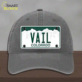 Vail Colorado Novelty License Plate Hat Unconstructed Cotton / Charcoal