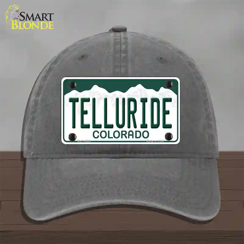 Telluride Colorado Novelty License Plate Hat Unconstructed Cotton / Charcoal