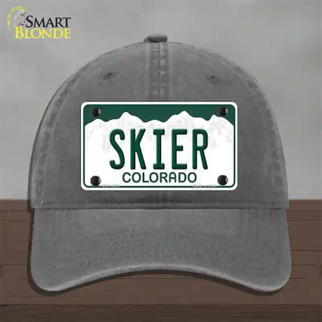 Skier Colorado Novelty License Plate Hat Unconstructed Cotton / Charcoal