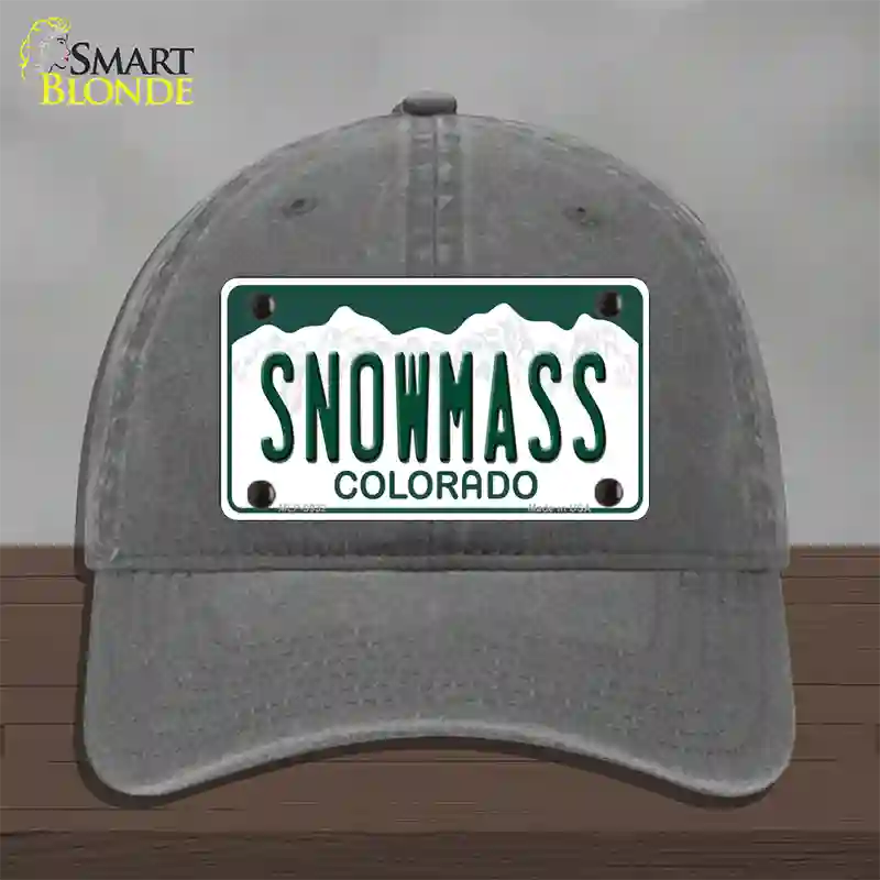 Snowmass Colorado Novelty License Plate Hat Unconstructed Cotton / Charcoal