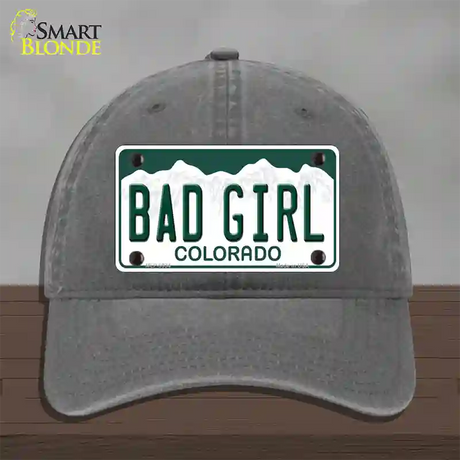 Bad Girl Colorado Novelty License Plate Hat Unconstructed Cotton / Charcoal